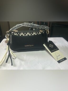 Nanette Lepore Black Mini Shoulder Bag  with Heart-Print Zipper Pouch.